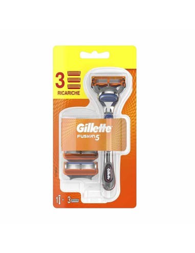 GILLETTE FUSION 5 RASOIO COMPLETO MANUAL CON 3 RICARICHE