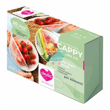 DEALO CAPPY CUFFIE COPRI VIVANDE E ALIMENTI 20 PEZZI MIS XL