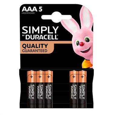DURACELL SIMPLY PILE MINI STILO AAA 5 PEZZI 